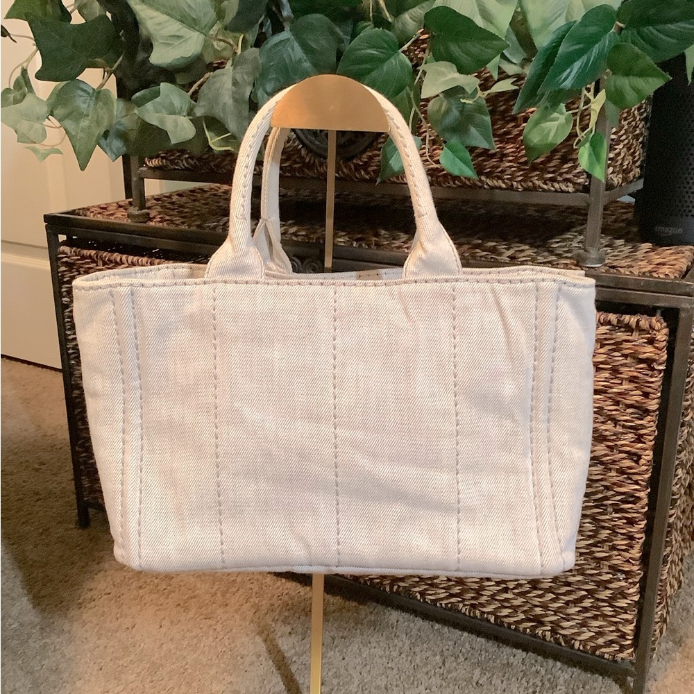 Prada Canapa 2 Way Tote Bag in Canvas Grey - Picture 6 of 14